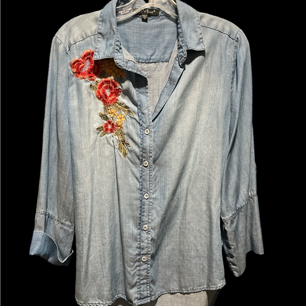 Velvet Heart Embroidered Chambray